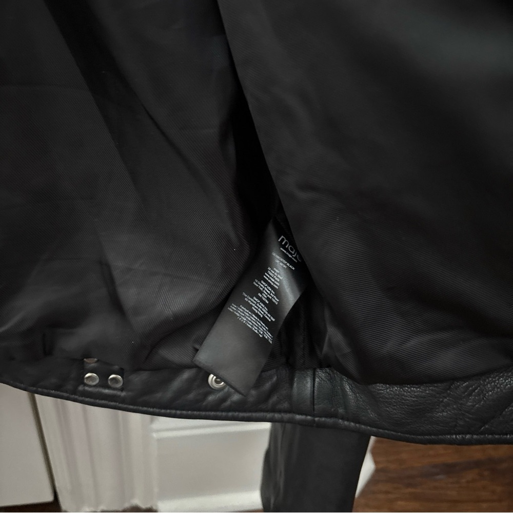 Maje Bostep Blouson Moto Lambskin Leather Jacket FR 40 or US 8 Black Biker - Picture 6 of 14